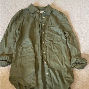 Green collared button down shirt